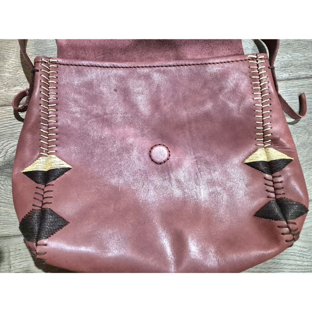 Vintage Leather Lucky Brand Purse In Brick Red Color Excellent Cond Magnet Close - Picture 4 of 9